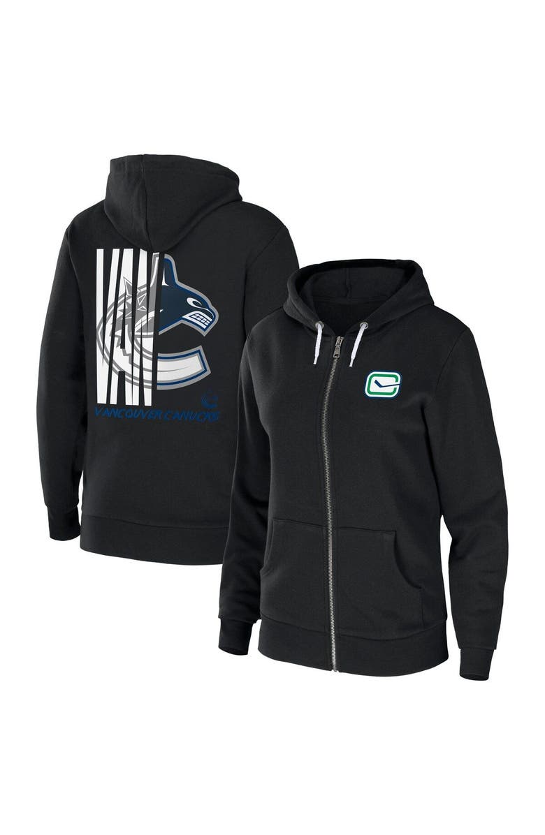 WEAR by Erin Andrews Women's WEAR by Erin Andrews Black Vancouver Canucks Sponge Fleece Full-Zip Hoodie, Main, color, 