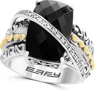 EFFY Men's Sterling Silver & 18K Gold Onyx Diamond Ring
