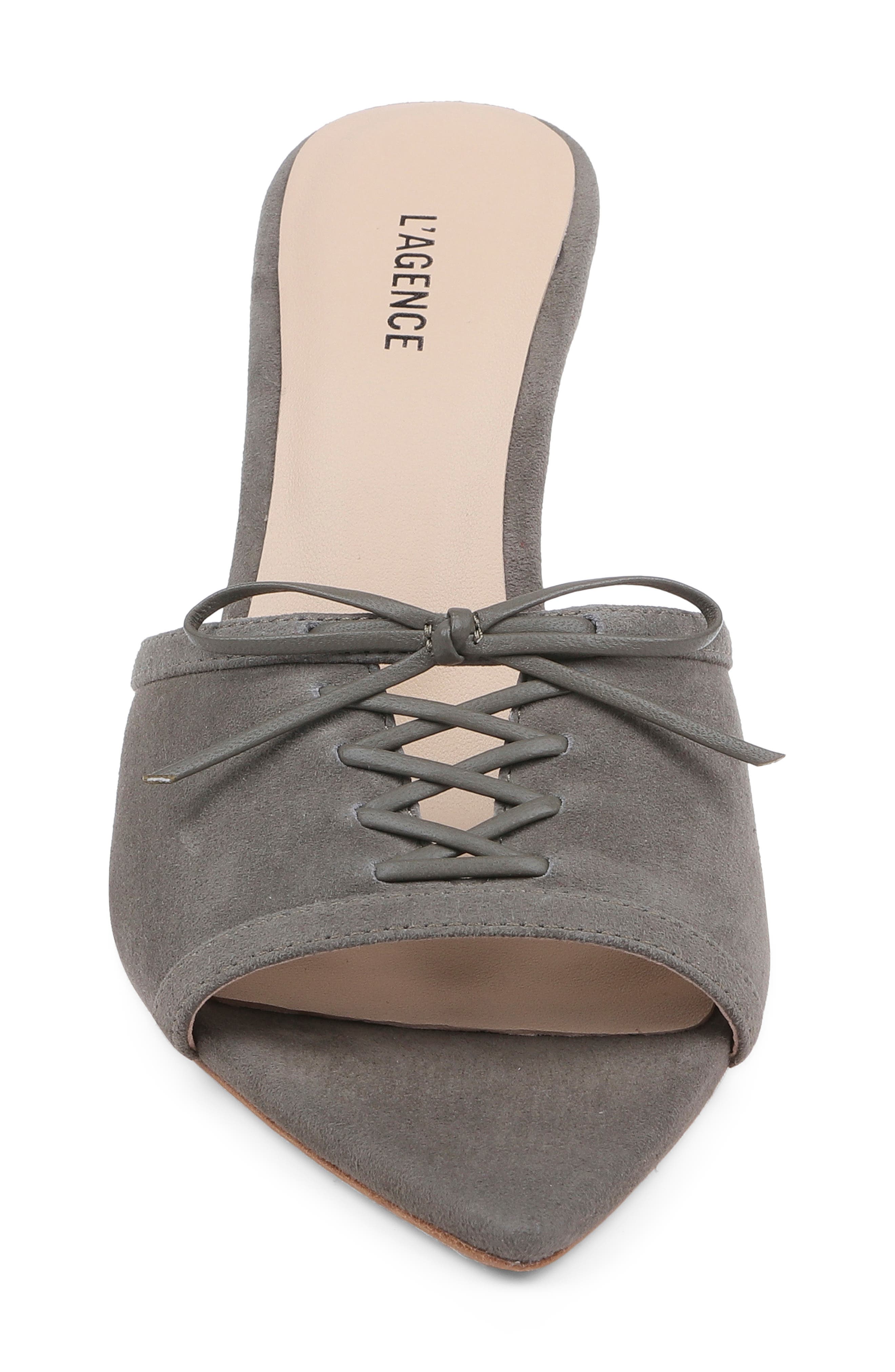 Thames II Lace Up Pointed Toe Leather Mule, Alternate, color, SMOKE SUEDE