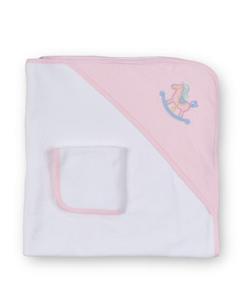 Florence Eiseman Stripe Knit Towel Set With Rocking Horse In Multi