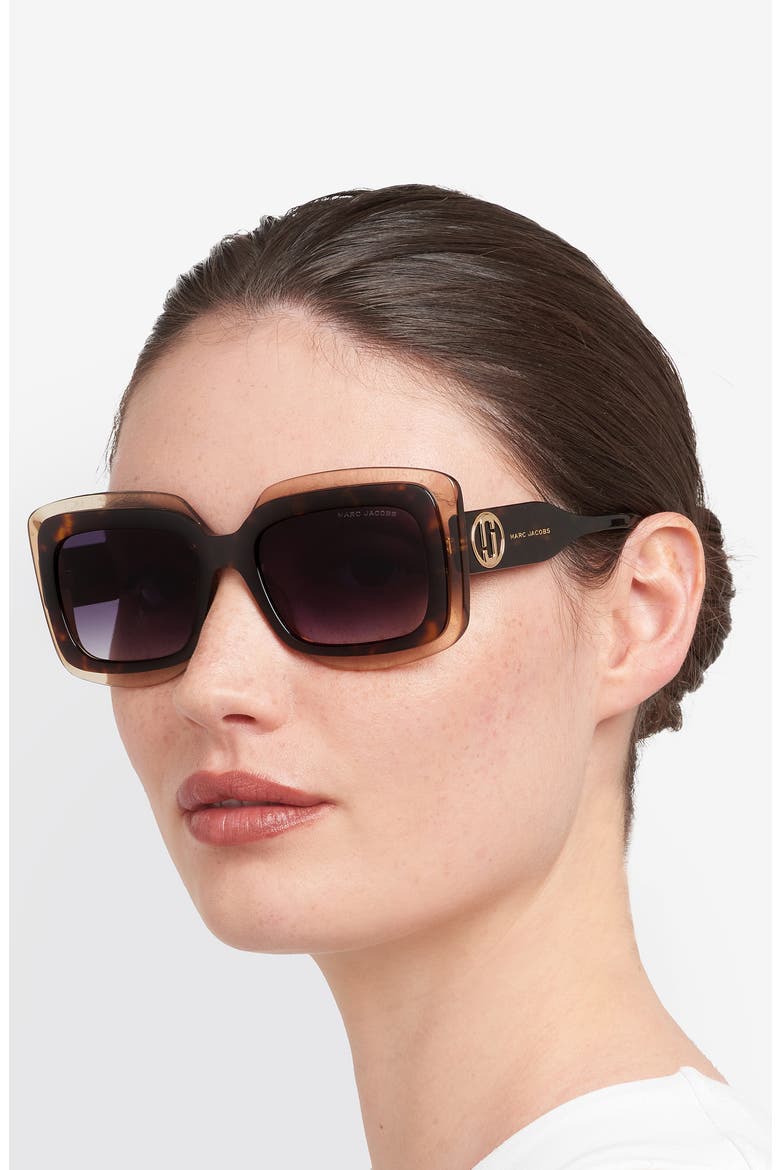 54mm Rectangular Sunglasses, Alternate, color, HAVANA BEIGE/ DARK GREY SF