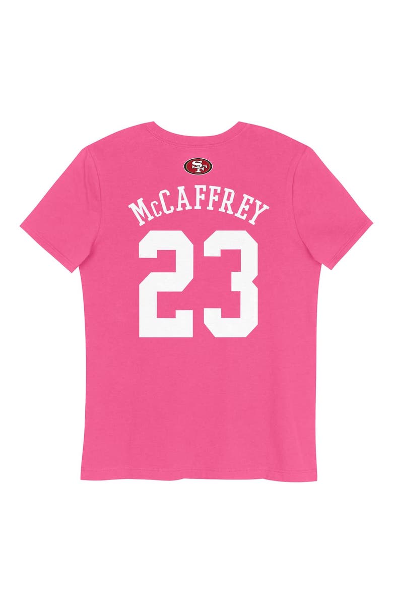 Nike Girls Youth Christian McCaffrey Pink San Francisco 49ers Player Name & Number T-Shirt, Alternate, color, Pink