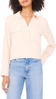 Vince Camuto Half Placket Popover Top