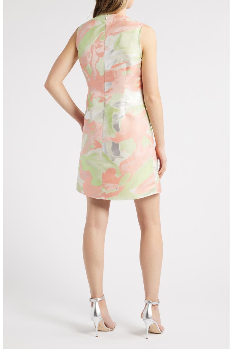 Metallic Abstract Jacquard Sheath Dress, Alternate, color, FERN/ ORANGE BURST/ LIMESTONE