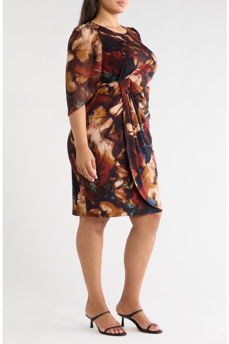 Floral Print Cape Sleeve Minidress, Alternate, color, SPICE