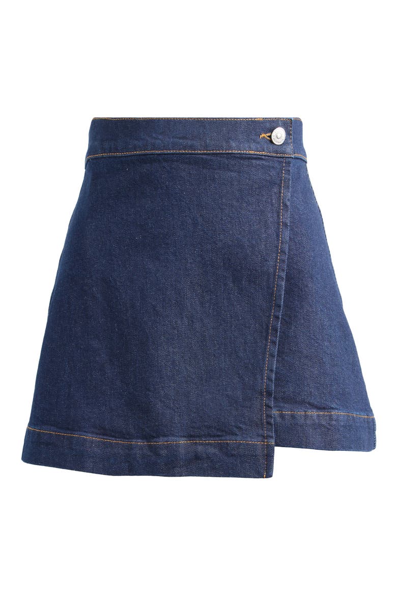 Aven Wrap Denim Miniskirt, Alternate, color, AMORA