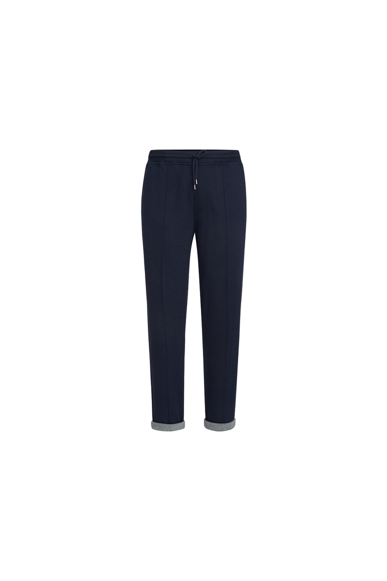 Cotton, cashmere and silk French terry double cloth trousers with Crête detail, Alternate, color, Cobalt