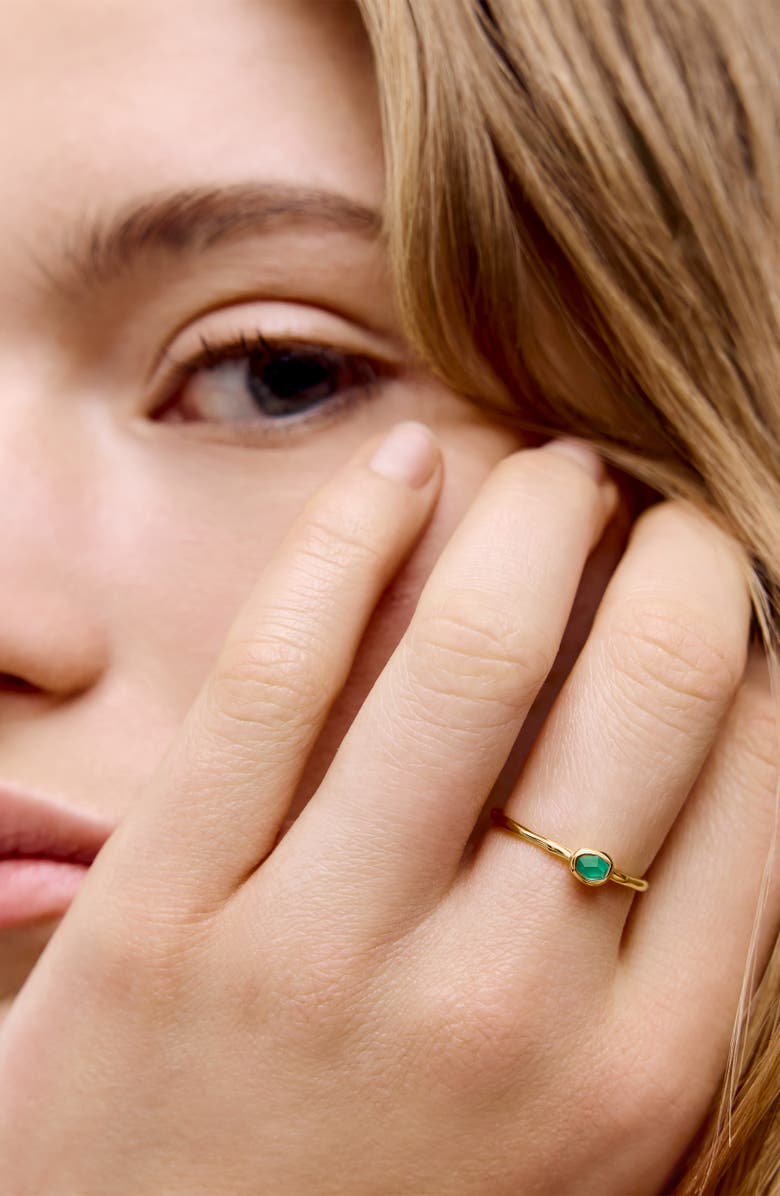 Monica Vinader Odyssey Green Onyx Stacking Ring, Alternate, color, 18Ct Gold Vermeil / Green Onyx