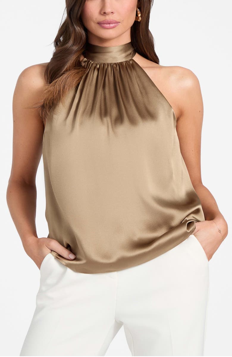 Marciano Elisa Sleeveless Silk Top, Alternate, color, Rust