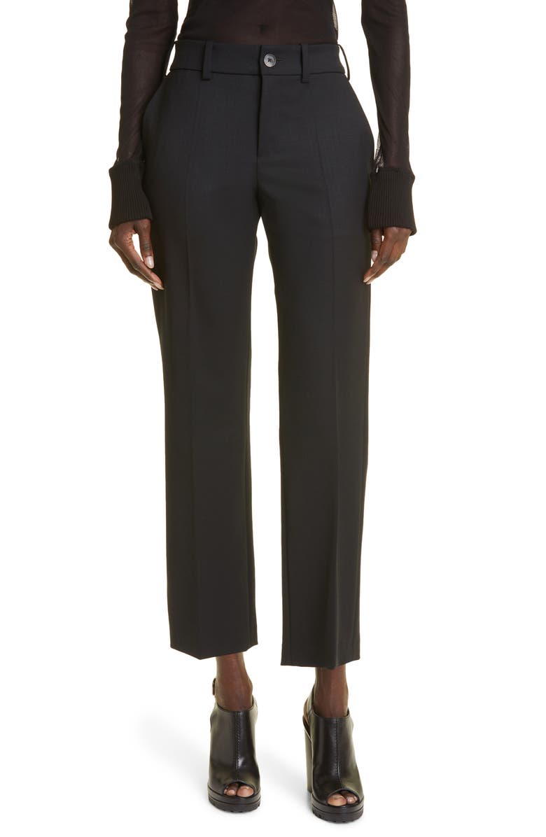 Brandon Maxwell Stretch Wool Straight Leg Crop Pants, Main, color, 