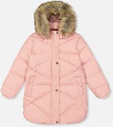 Deux par Deux Long Winter Diamond Quilted Fleece Lined Puffer Coat