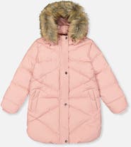 Deux par Deux Long Winter Diamond Quilted Fleece Lined Puffer Coat