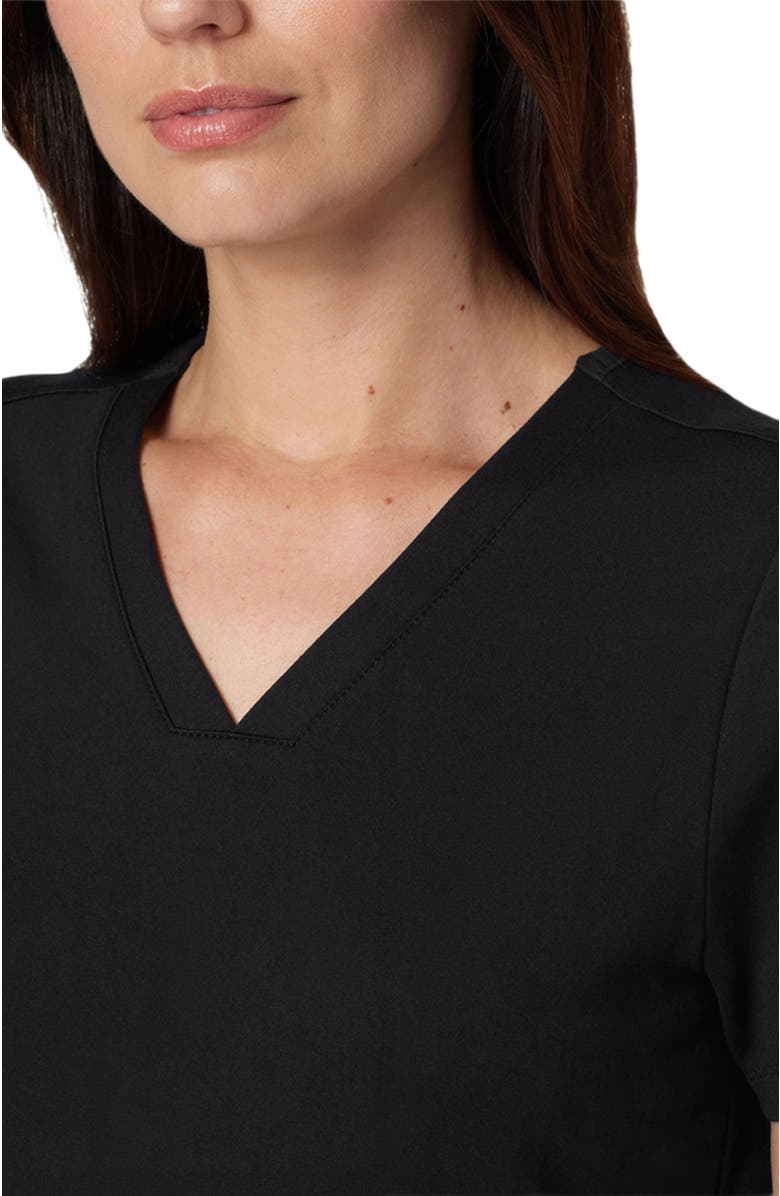JAANUU Cesi Women's 2-Pocket Slim Knit V-Neck Scrub Top, Alternate, color, Black