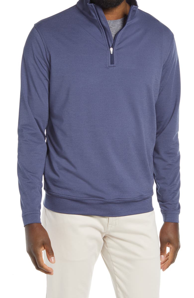 Peter Millar Men's Perth Stretch Quarter Zip Pullover, Main, color, Navy