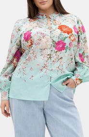 City Chic Gianna Floral Lace Trim Top