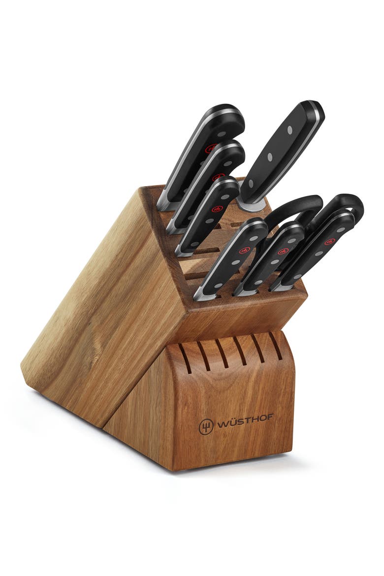 Classic 9-Piece Knife Block Set, Main, color, BLACK