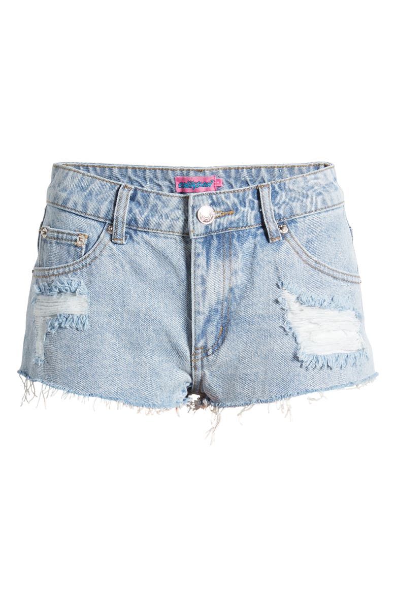 EDIKTED Devin Low Rise Micro Denim Cutoff Shorts, Alternate, color, Light-Blue