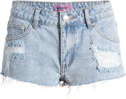 EDIKTED Devin Low Rise Micro Denim Cutoff Shorts