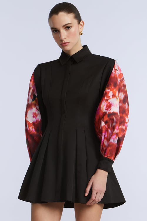 Bcbg Taffeta Twill Printed Dress In Black