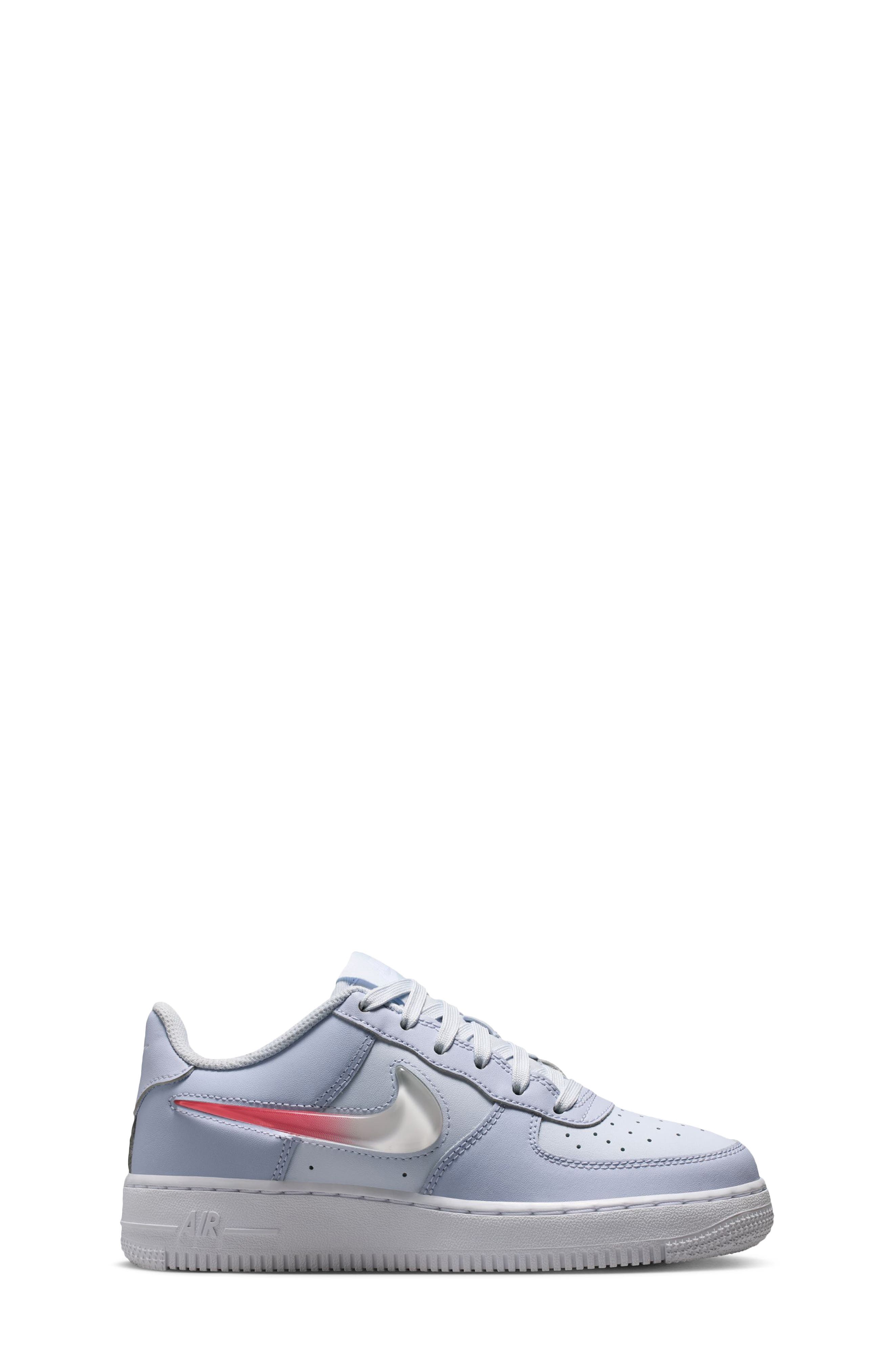 Kids' Air Force 1 JES Sneaker, Alternate, color, GREY/ PINK/ GHOST/ WHITE