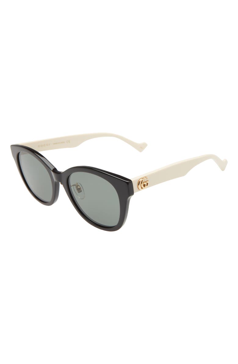 Gucci 56mm Solid Square Sunglasses, Alternate, color, Black/ Cream