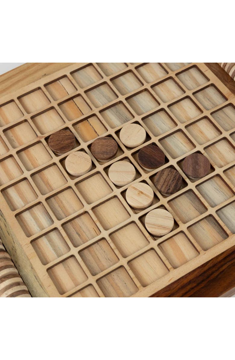 Ten Thousand Villages Handcarved Wood Reversi Game, Alternate, color, Brown
