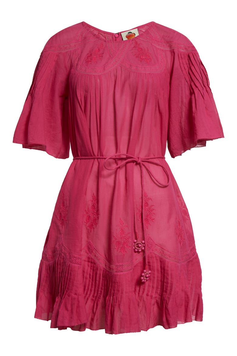 Lace Detail Cotton Minidress, Alternate, color, PINK