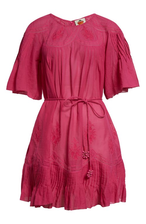 Farm Rio Lace Detail Cotton Minidress In Pink
