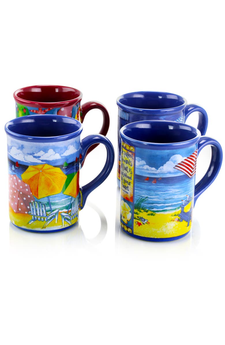 Gibson Home Beachcomber 4 Piece 16 Ounce Stoneware Mug Set, Alternate, color,