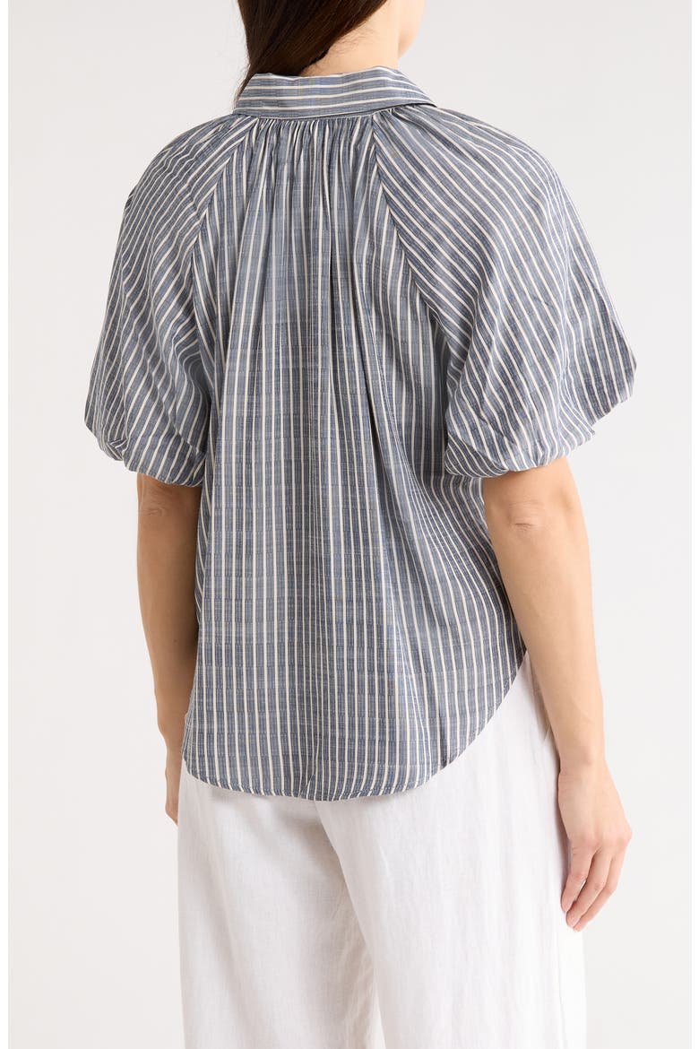 Bubble Sleeve Boyfriend Shirt, Alternate, color, INDIGO/ IVORY STRIPE