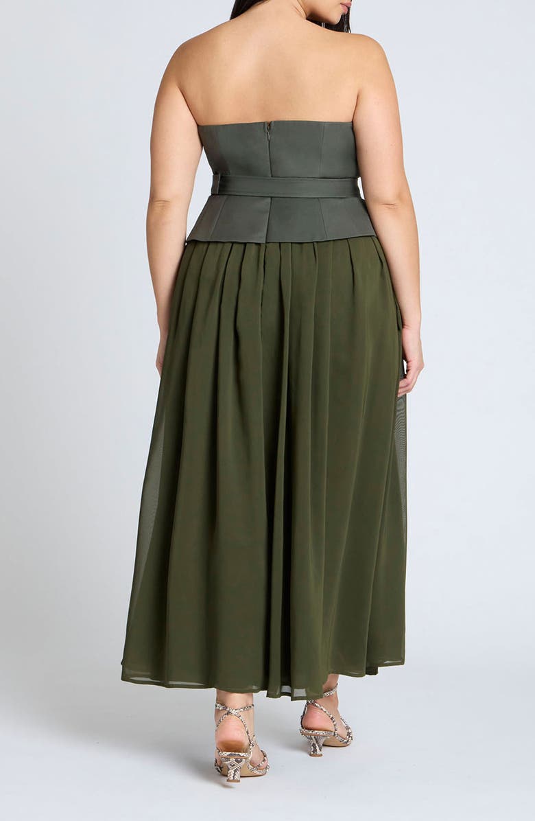 ELOQUII Mixed Media Strapless Maxi Dress, Alternate, color,