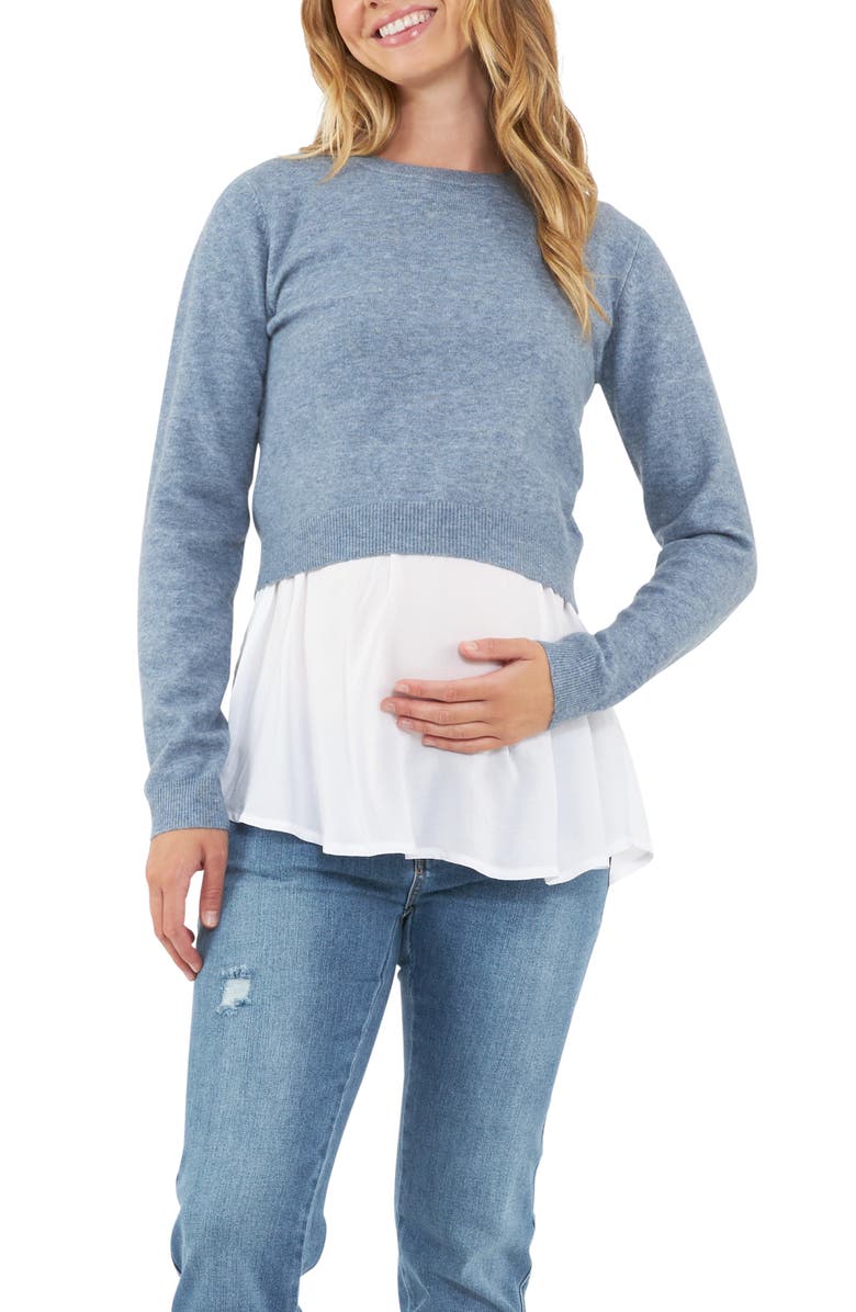 Ripe Maternity Sandy Detachable Nursing Knit, Main, color, Denim Marle