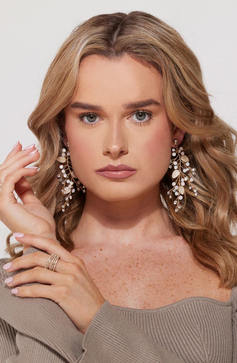 MacRae & Co. Falling Leaves Crystal Drop Earrings, Alternate, color, Gold