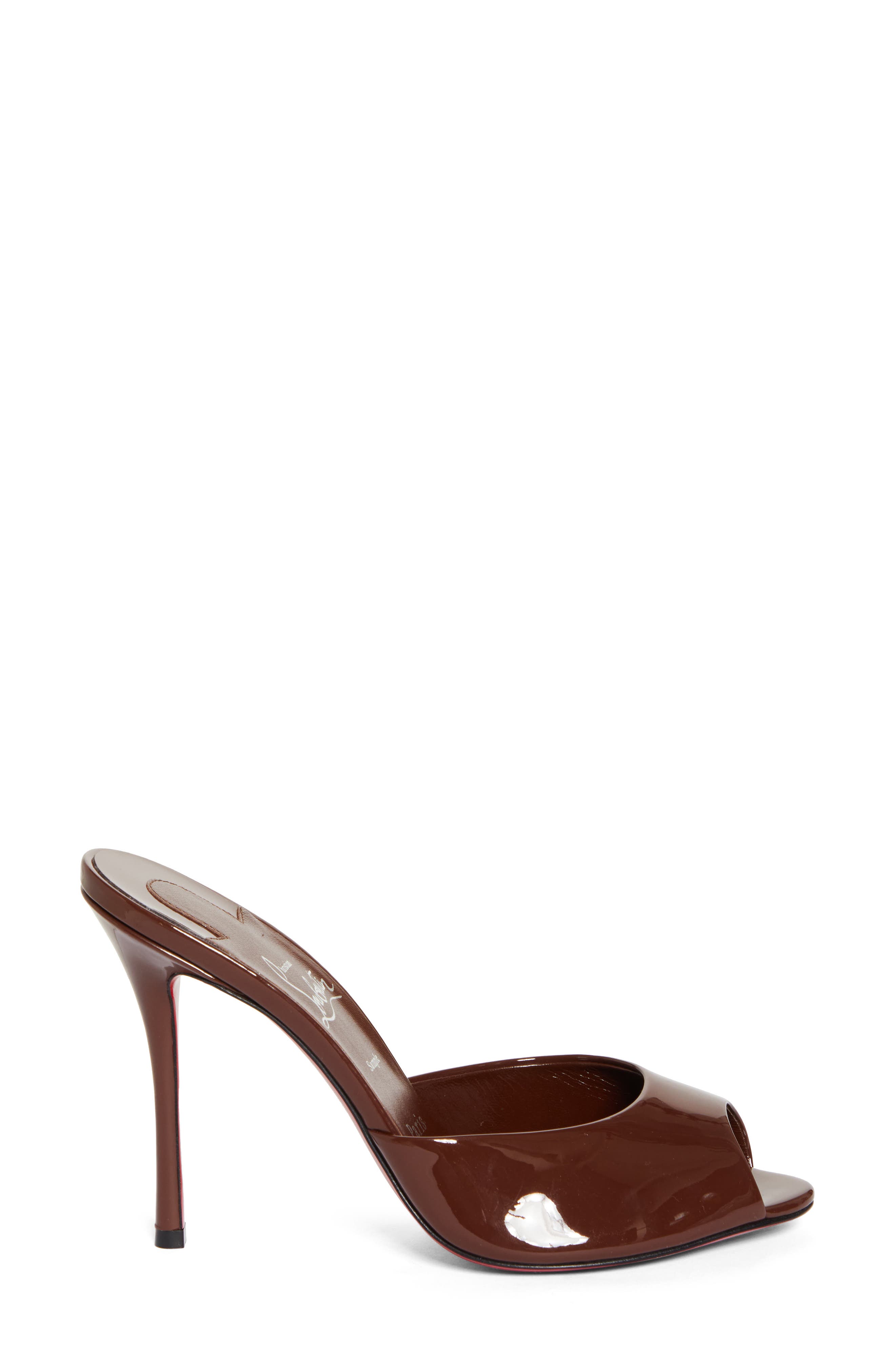 Me Dolly Peep Toe Slide Sandal, Alternate, color, DARK BROWN