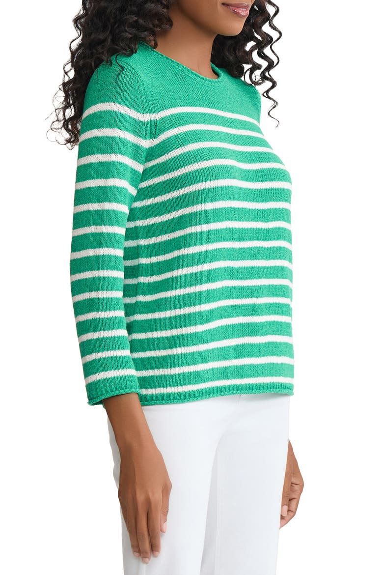 Stripe Crewneck Sweater, Alternate, color, KELLY / WHITE SAND