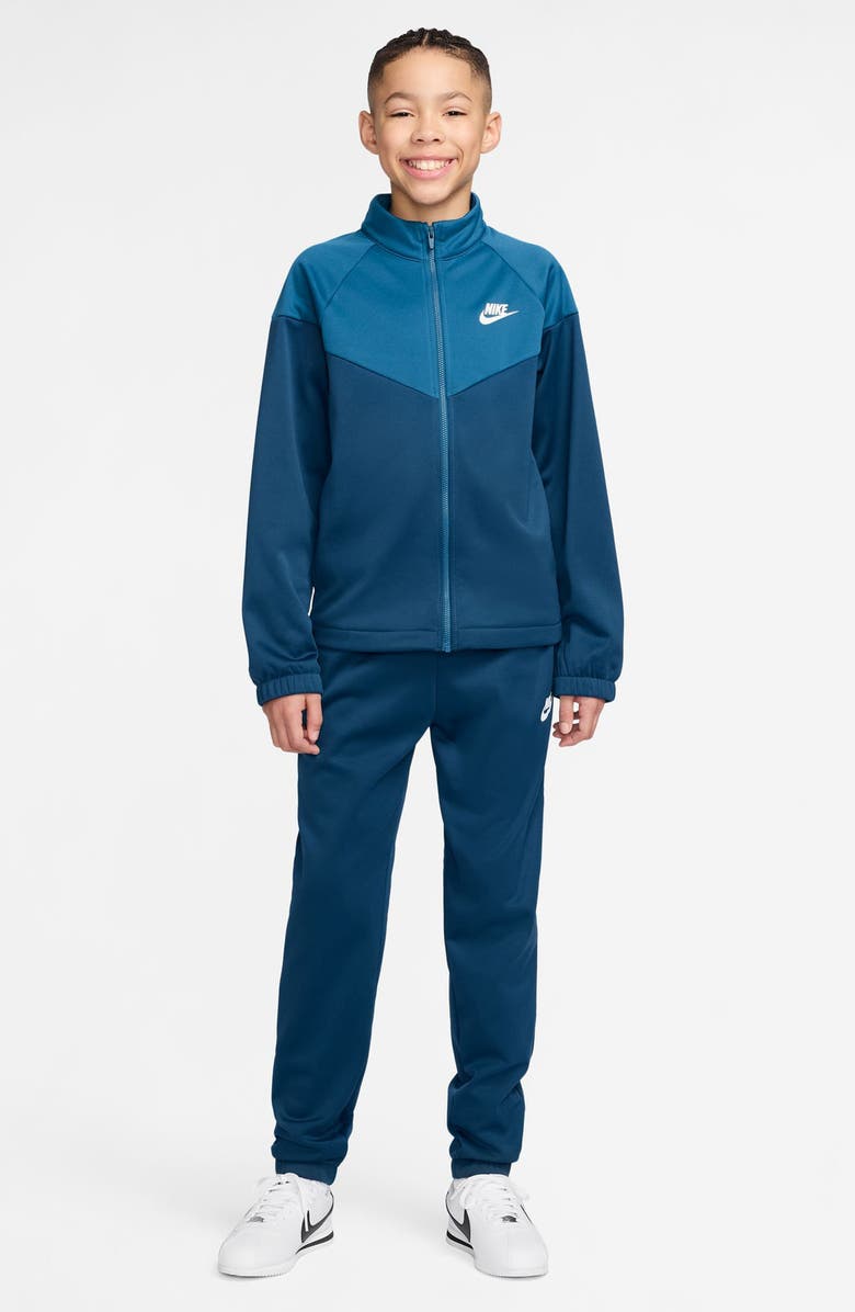 Nike Kids' Sportswear Dri-FIT Track Jacket & Pants Set, Main, color, Blue Force/ Green Abyss/ White