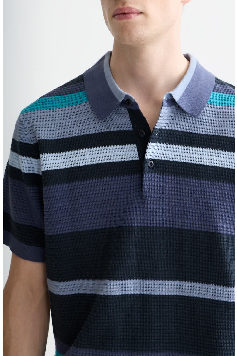 Stripe Textured Polo, Alternate, color, OCEANA STRIPES