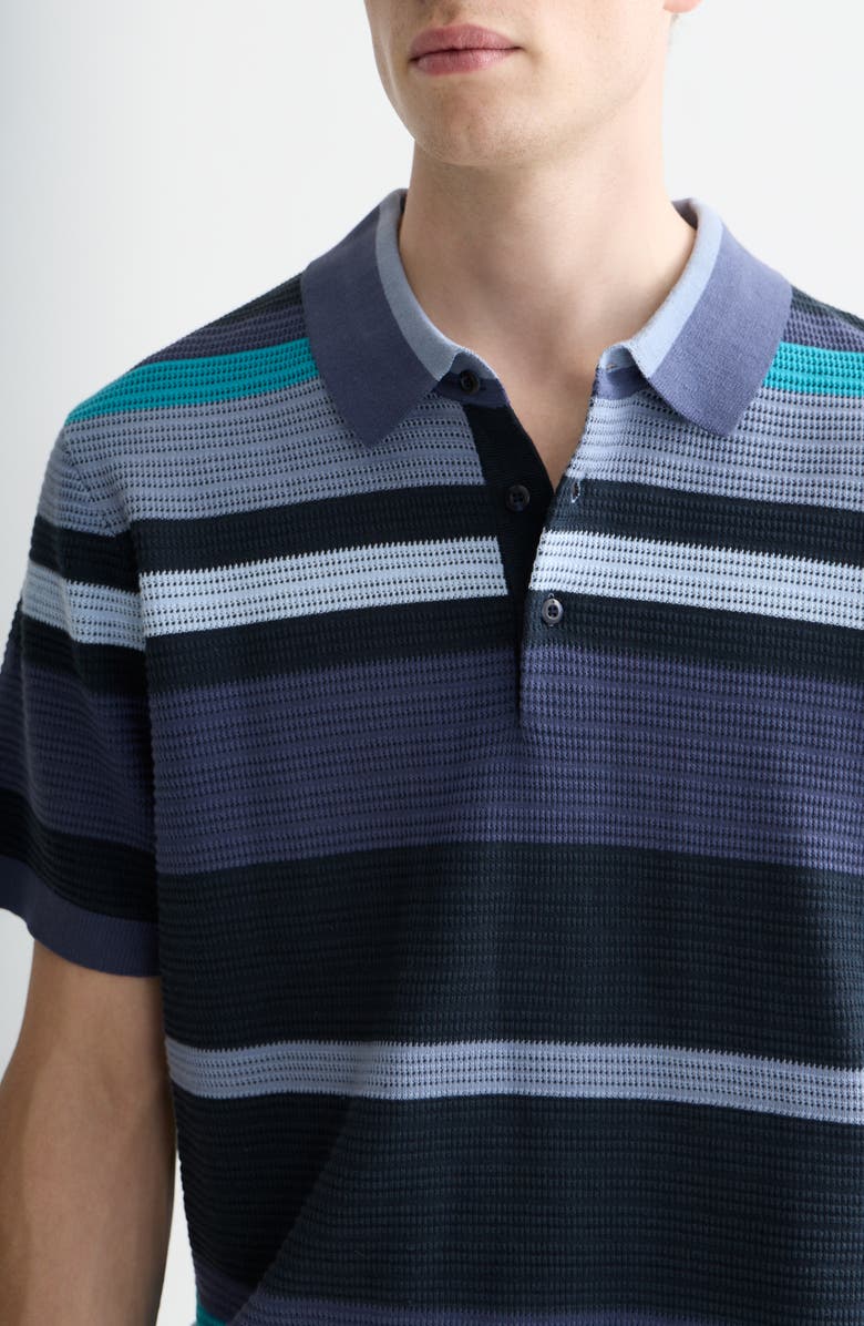 Scotch & Soda Stripe Textured Polo, Alternate, color, Oceana Stripes