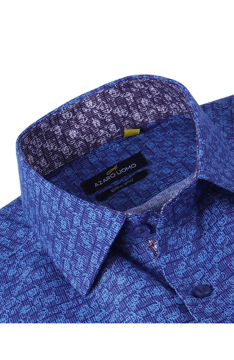 Azaro Uomo Patterned Long Sleeve Performance Button-Up Shirt, Alternate, color,