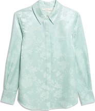 Jason Wu Collection Floral Wool & Silk Satin Jacquard Button-Up Shirt