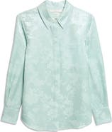 Jason Wu Collection Floral Wool & Silk Satin Jacquard Button-Up Shirt