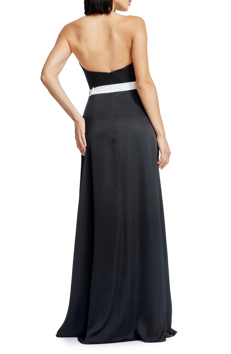 Dress the Population Athene Bow Waist Strapless Gown, Alternate, color, Black-White