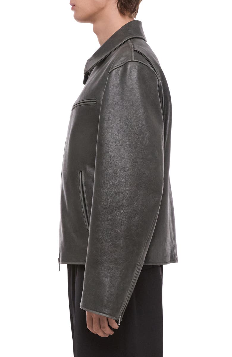 Helmut Lang Distressed Leather Jacket, Alternate, color, Segano
