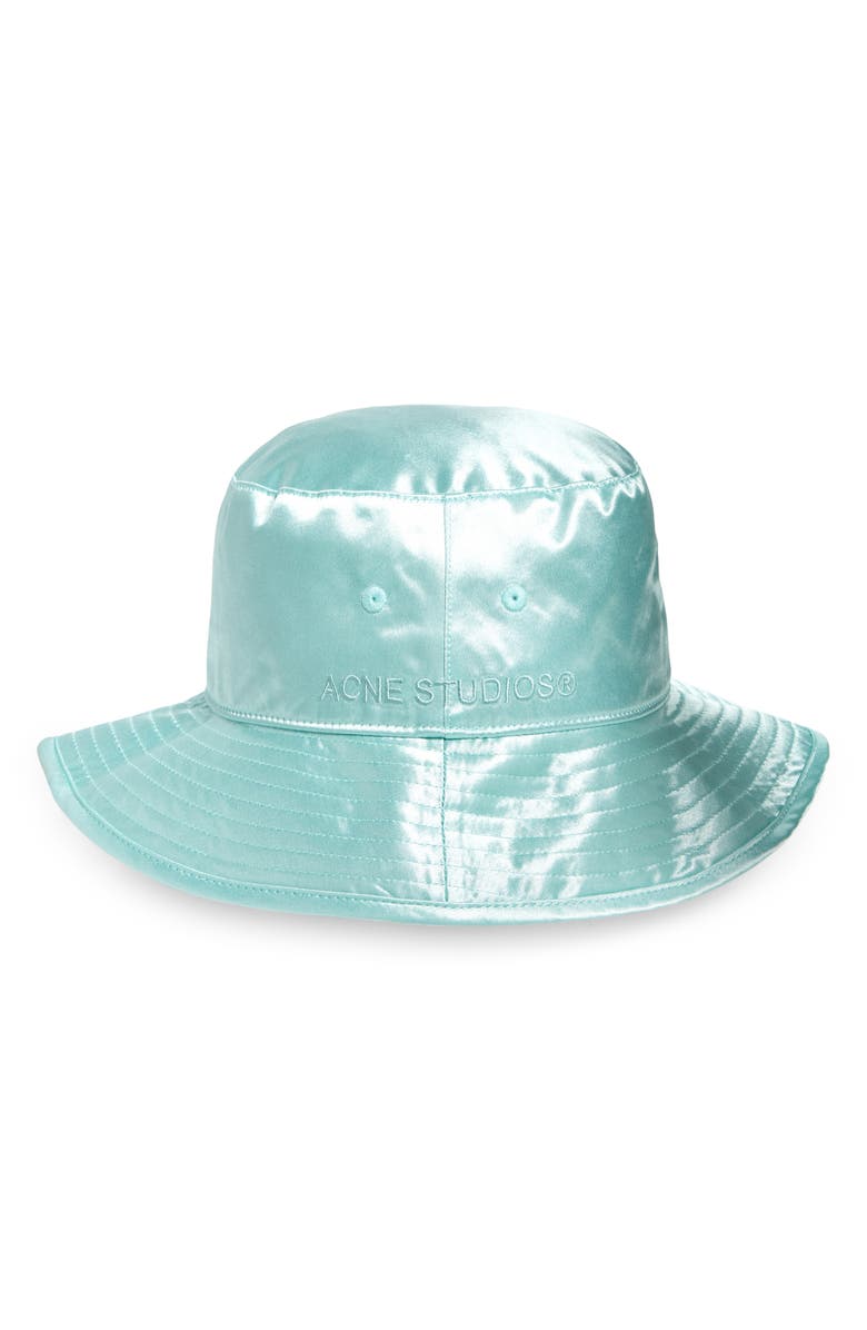 Acne Studios Logo Embroidered Reversible Satin Bucket Hat, Main, color, 
