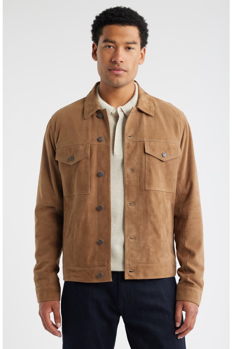 Lightweight Suede Jacket, Main, color, TAN GREIGE