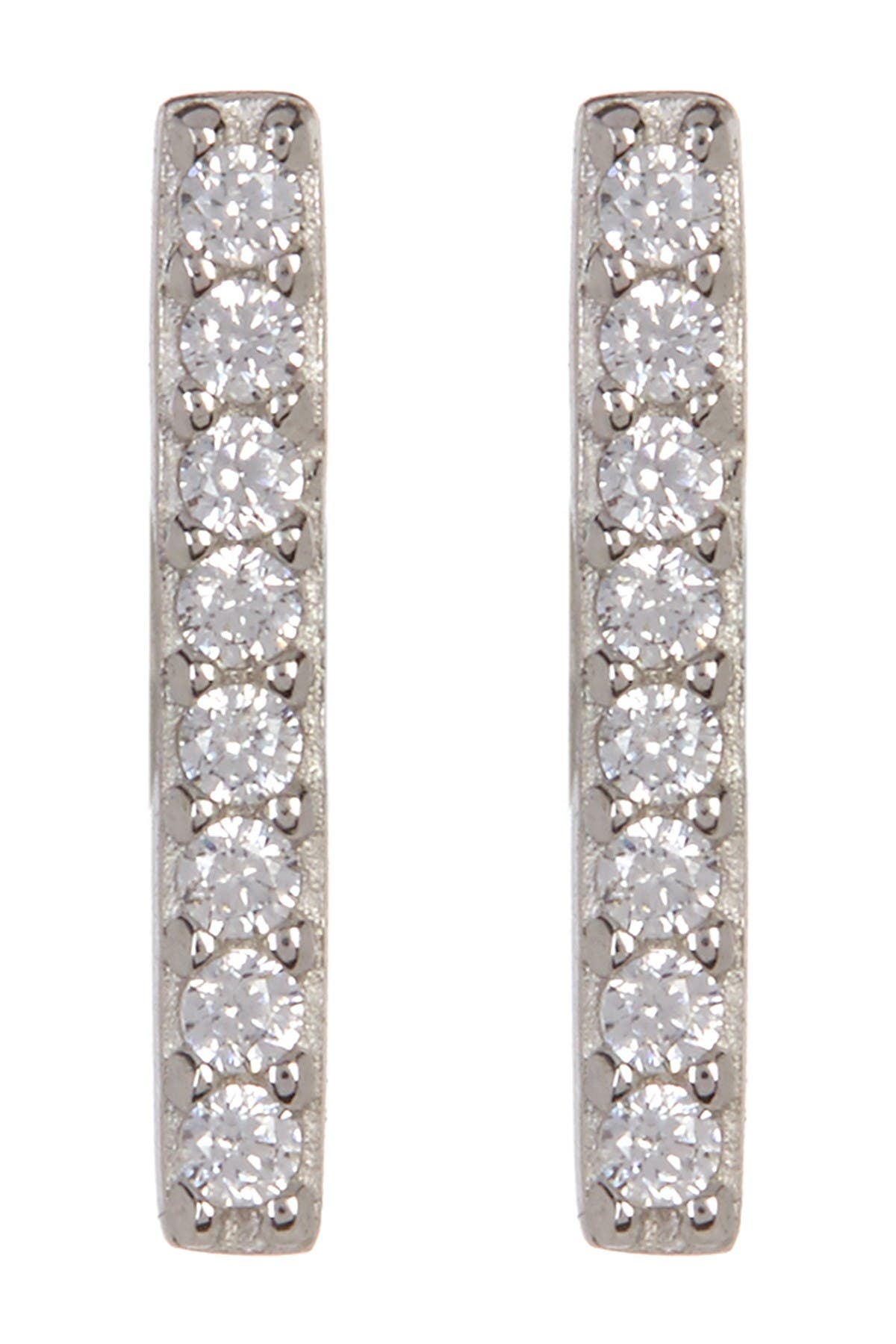 Adornia White Rhodium Plated Swarovski Crystal Accented Bar Stud Earrings