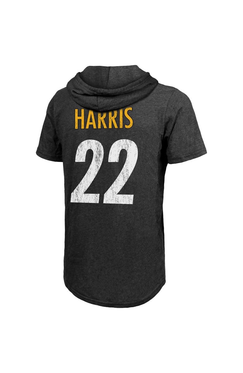 Majestic Threads Men's Majestic Threads Najee Harris Black Pittsburgh Steelers Player Name & Number Tri-Blend Hoodie T-Shirt, Alternate, color,