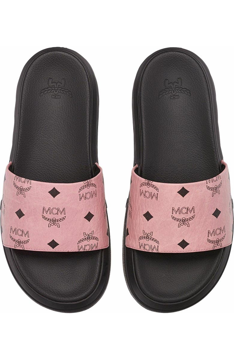 MCM Visetos Slide Sandals, Alternate, color, Pink