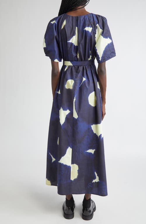 Marimekko Juhlinta Kehaukka Puff Sleeve Cotton Maxi Dress In Blue