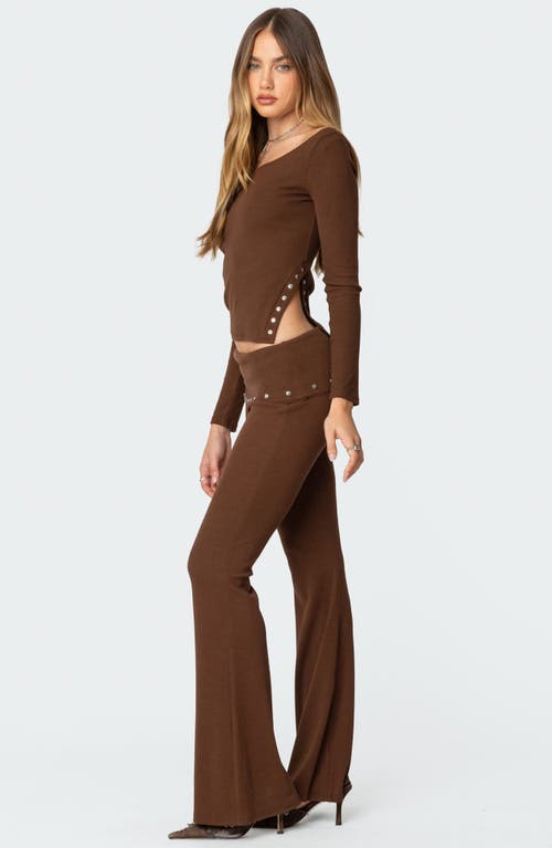 EDIKTED EDIKTED ARIES FOLDOVER STUDDED WAIST FLARE LEGGINGS